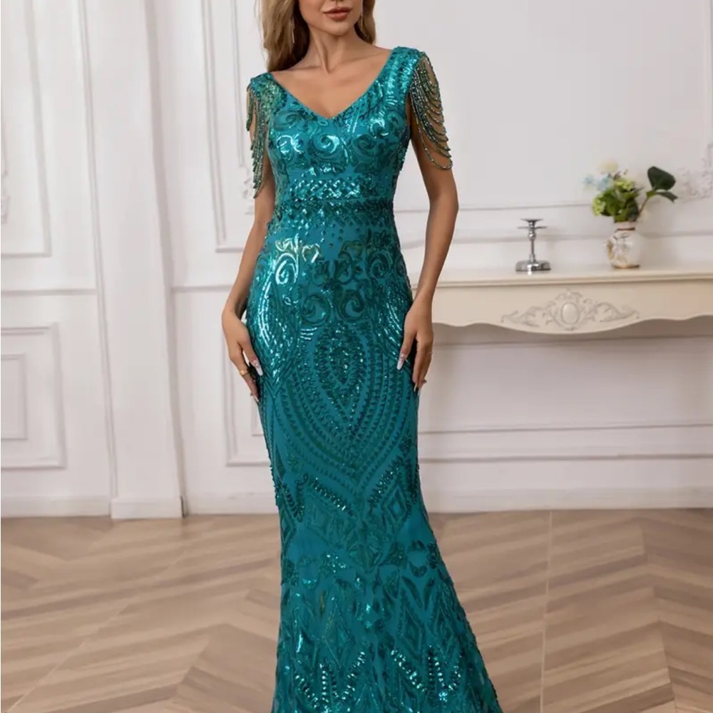 Source Unknown Teal Maxi Dress - Picture 2 of 8